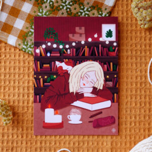 Illustration "La bibliothèque d'automne" par chatdudesert. Photo prise de face, vue d'ensemble sur l'illustration.