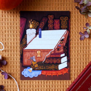 Illustration "Le coffre maison" par chatdudesert. Photo prise de face, vue d'ensemble sur l'illustration.