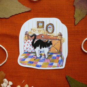 Sticker "Chat accordéon" par chatdudesert. Photo prise de face, vue d'ensemble sur le sticker.
