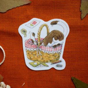 Sticker "La place est prise" par chatdudesert. Photo prise de face, vue d'ensemble sur le sticker.
